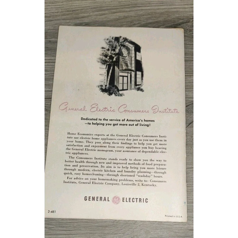 VTG General Electric Refrigerator Manual, Recipe Cookbook GE Ephemera, 1950s